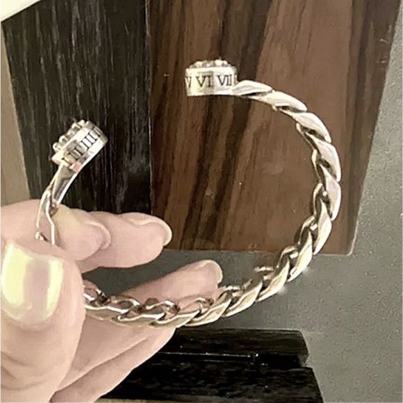 Sterling Silver Star Zircon Cuff Bangle Bracelet - Picture 8 of 9